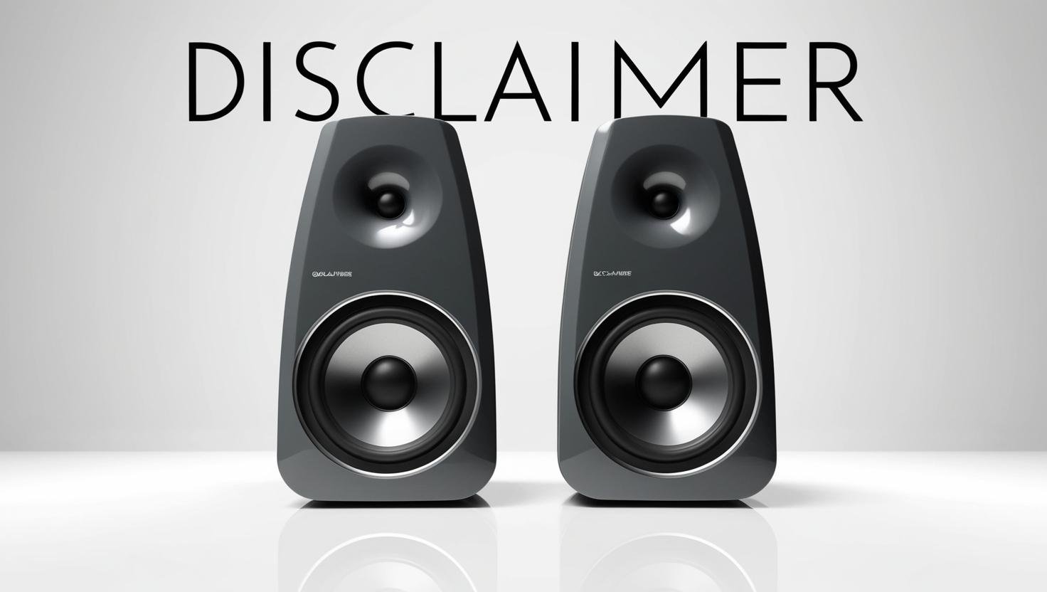 This image has the word "Disclaimer" written on top of Studio Monitors. This image is used in the "Disclaimer Disclosure" page