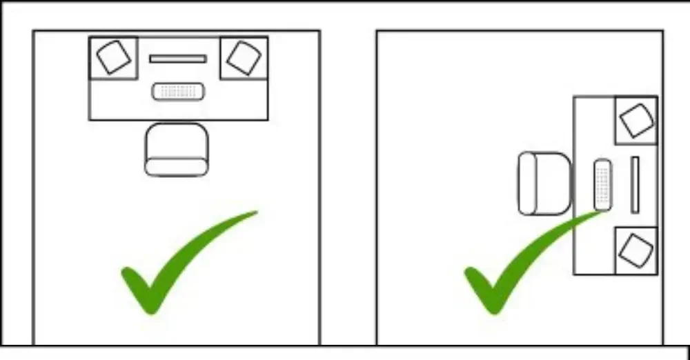 Side-by-side comparison of poor vs correct studio monitor placement in a corner setup