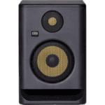 KRK-Rokit-5-G4 - the image shows the studio monitors woofer and tweeter covered in glossy metal grill which shows a premium look