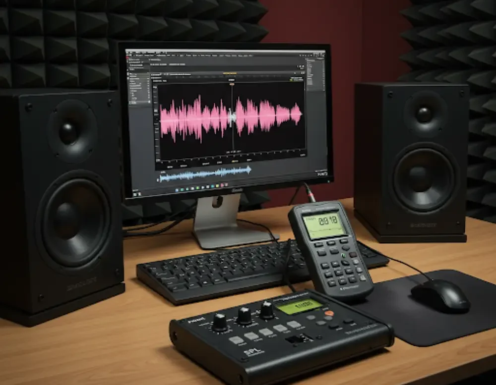 Simple studio monitor calibration setup using pink noise and SPL meter