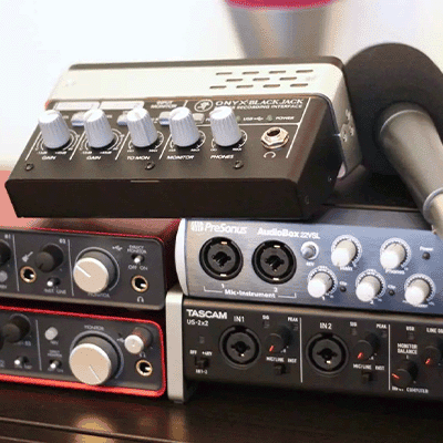 audio interfaces stacked up